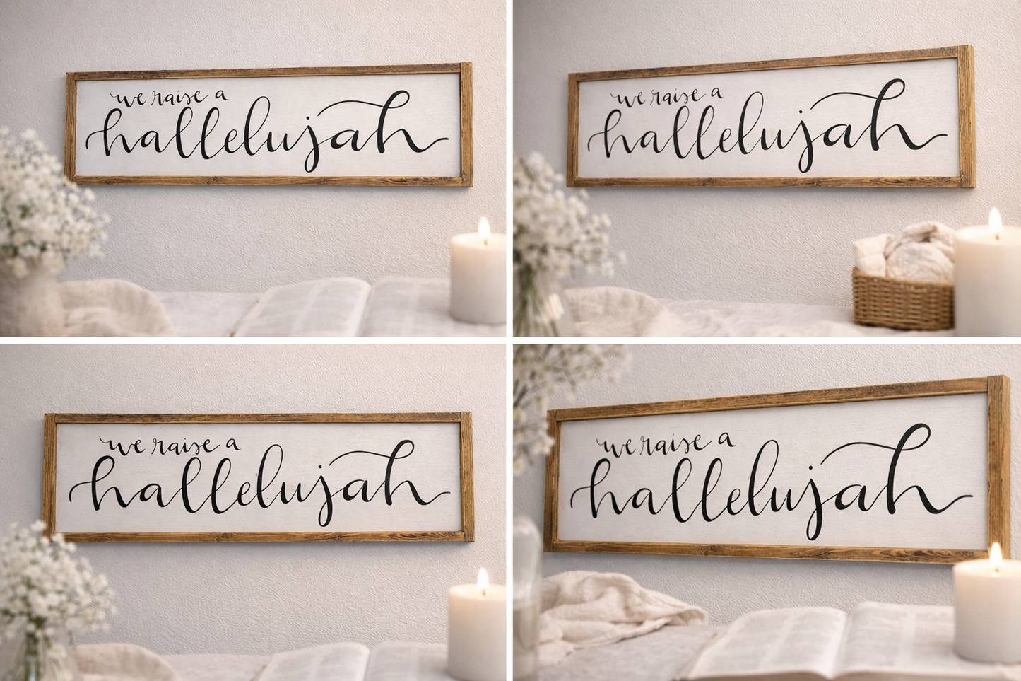 We Raise a Hallelujah | Rustic Christian Wall Sign | Faith-Inspired Home Décor