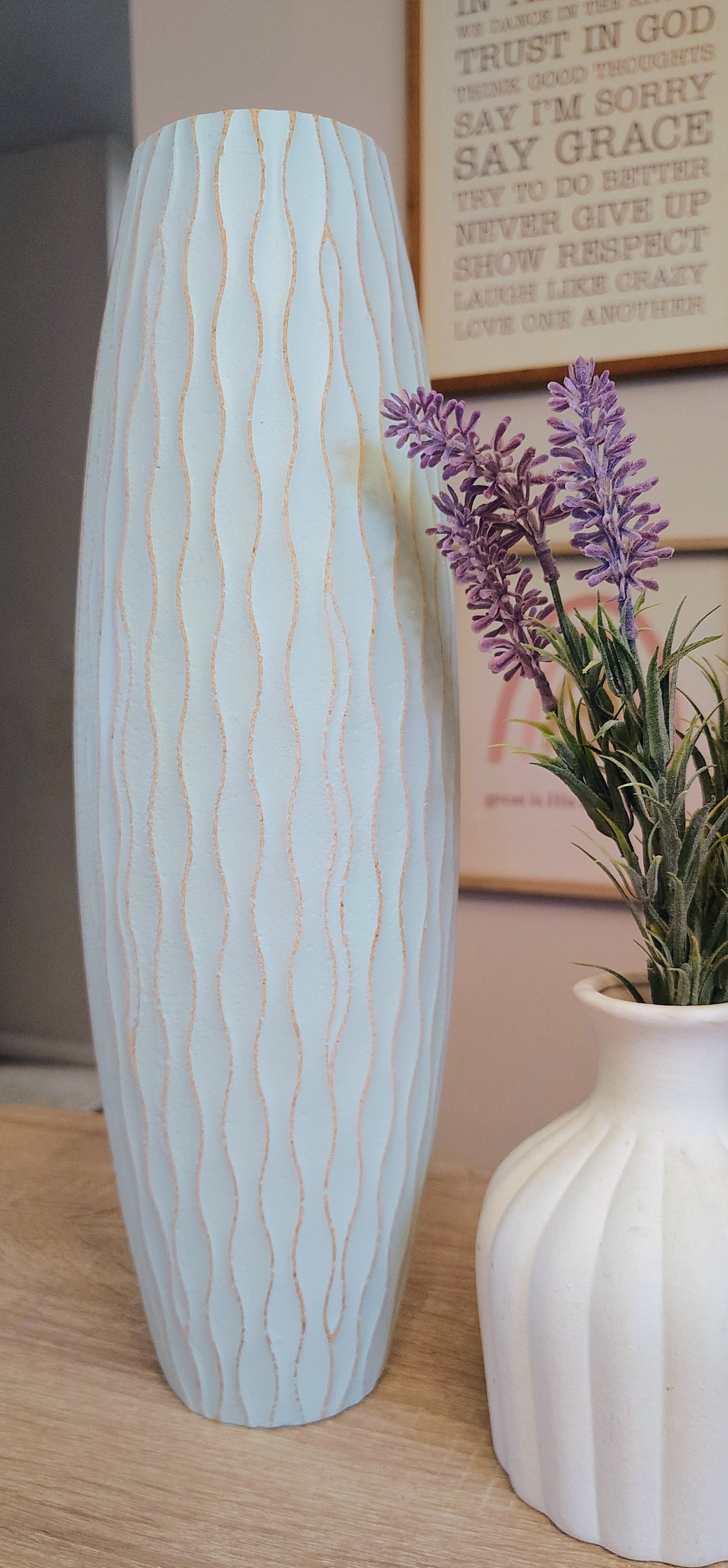 Soft Sage Green Textured Tall Vase | Modern Farmhouse & Boho Home Decor | Neutral Shelf & Entryway Accent Vase