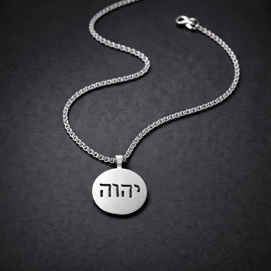 YHWH Pendant Necklace | Hebrew Faith Jewelry in Gold & Stainless Steel