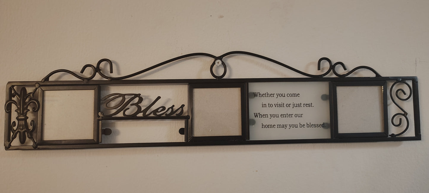 Blessed Home Metal Wall Frame with Scripture | Decorative Picture Frame Wall Art | Entryway or Living Room Accent