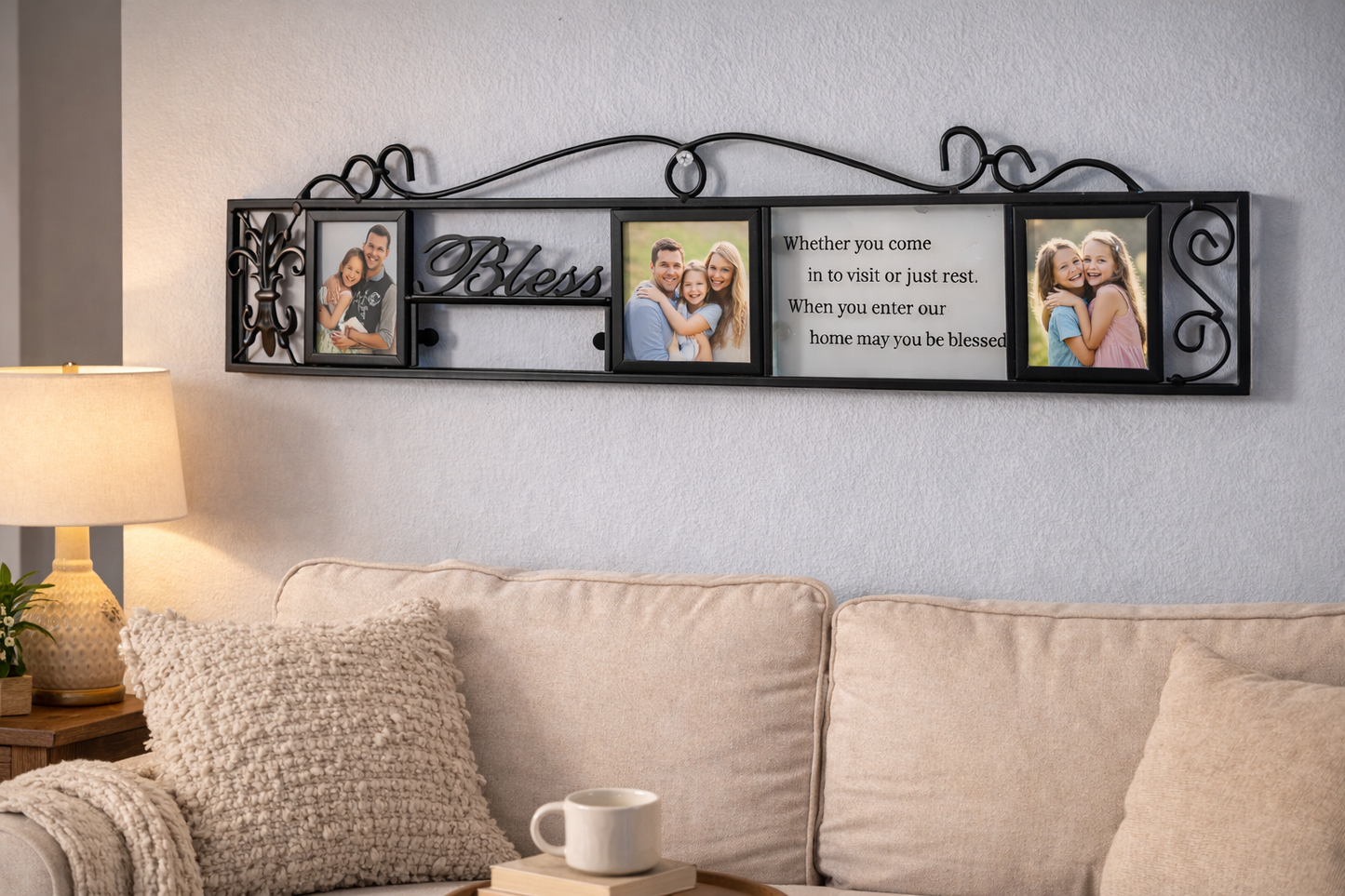 Blessed Home Metal Wall Frame with Scripture | Decorative Picture Frame Wall Art | Entryway or Living Room Accent