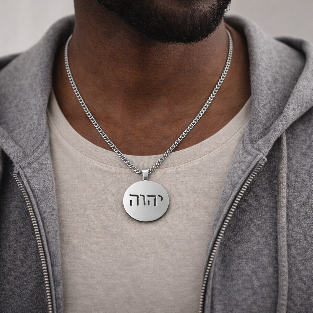 YHWH Pendant Necklace | Hebrew Faith Jewelry in Gold & Stainless Steel