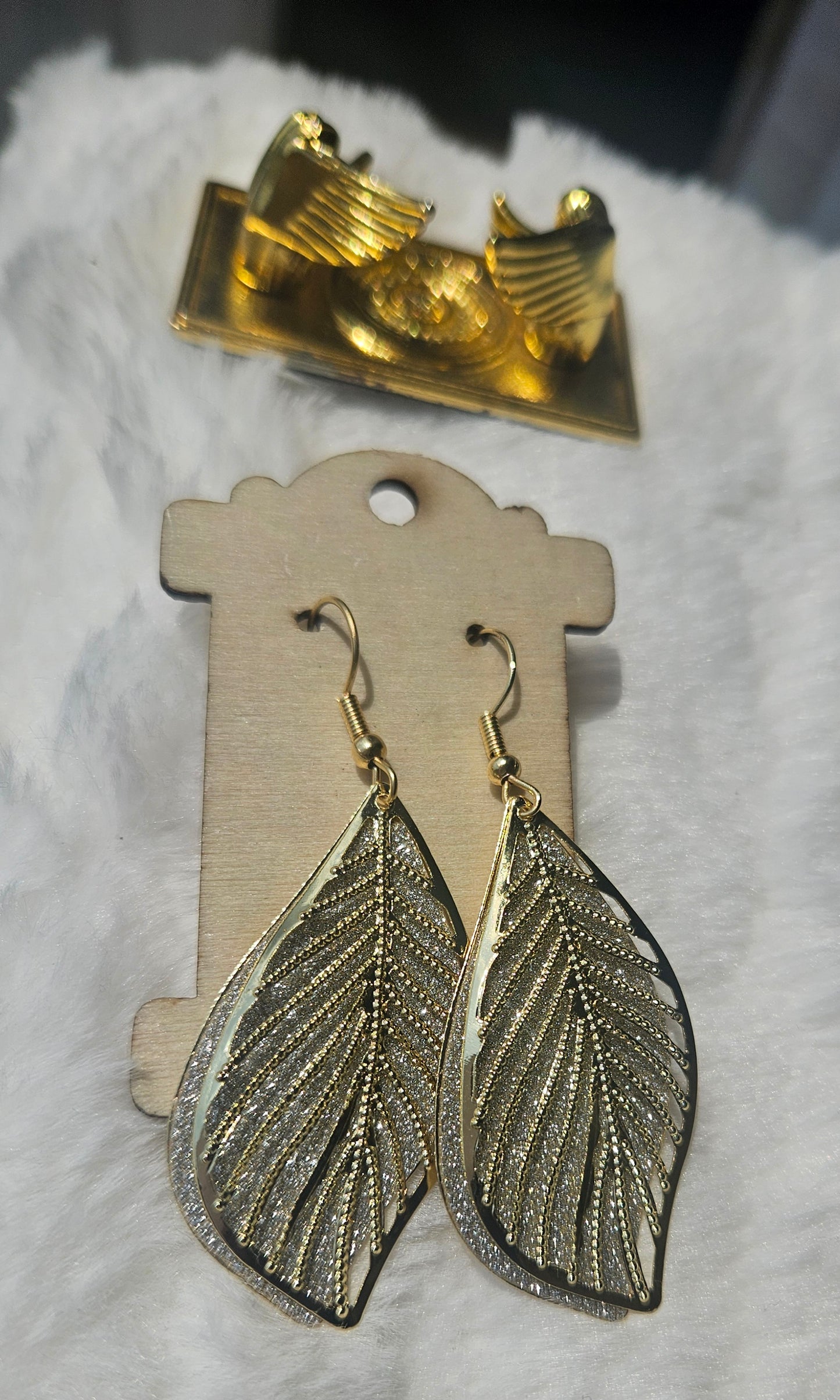 Planted to Bear Fruit – Psalm 1:3 Faith-Based Gold rhinestone Leaf Earrings