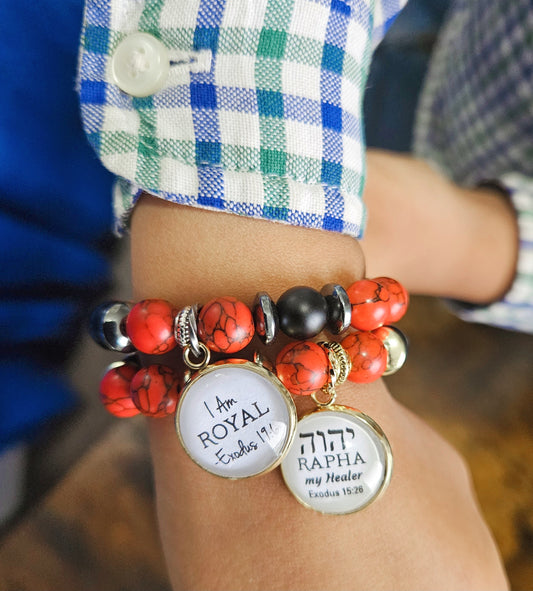 Royal Red and black Lion of Judah kid's bracelet-Prince edition