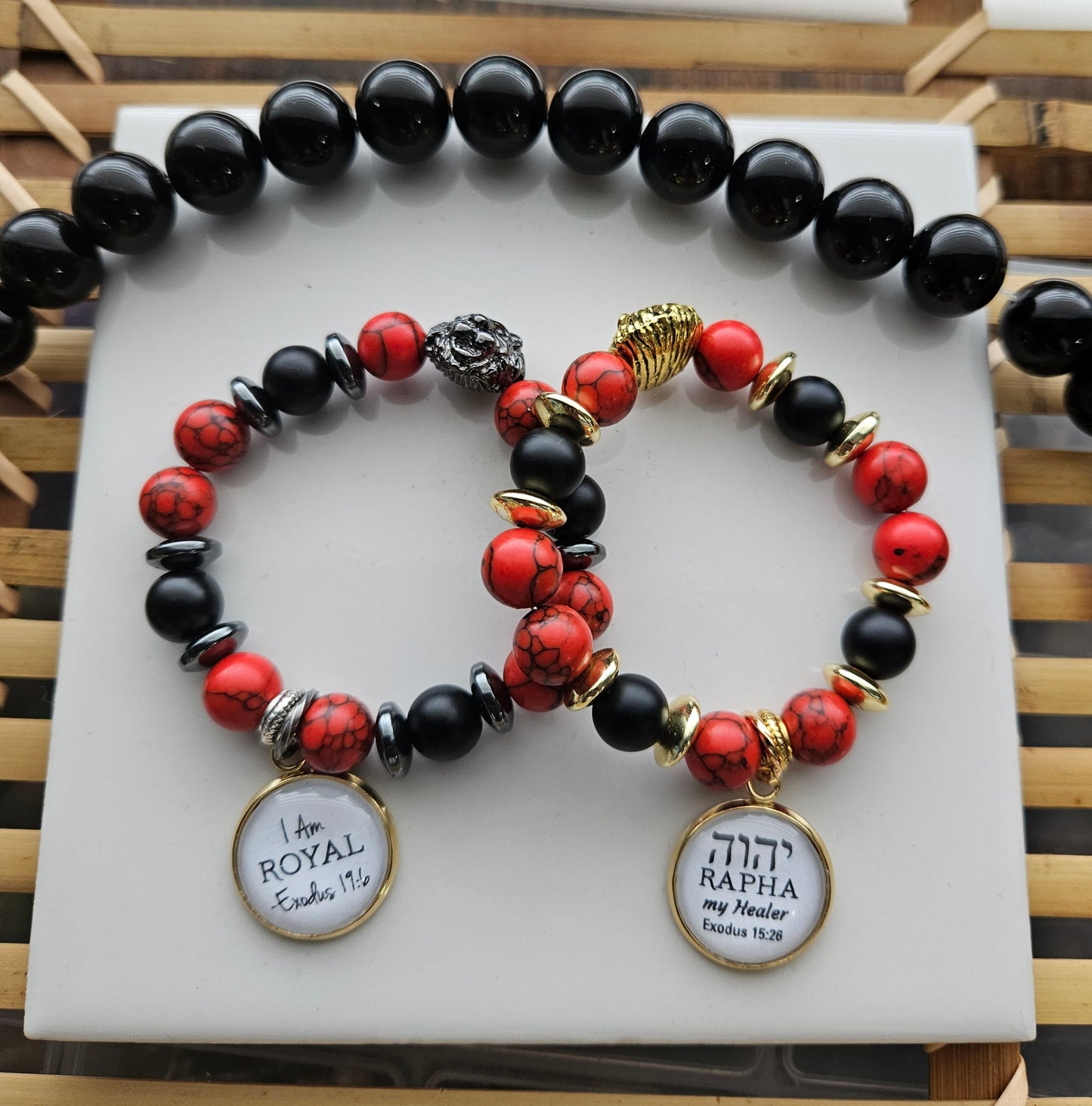 Royal Red and black Lion of Judah kid's bracelet-Prince edition