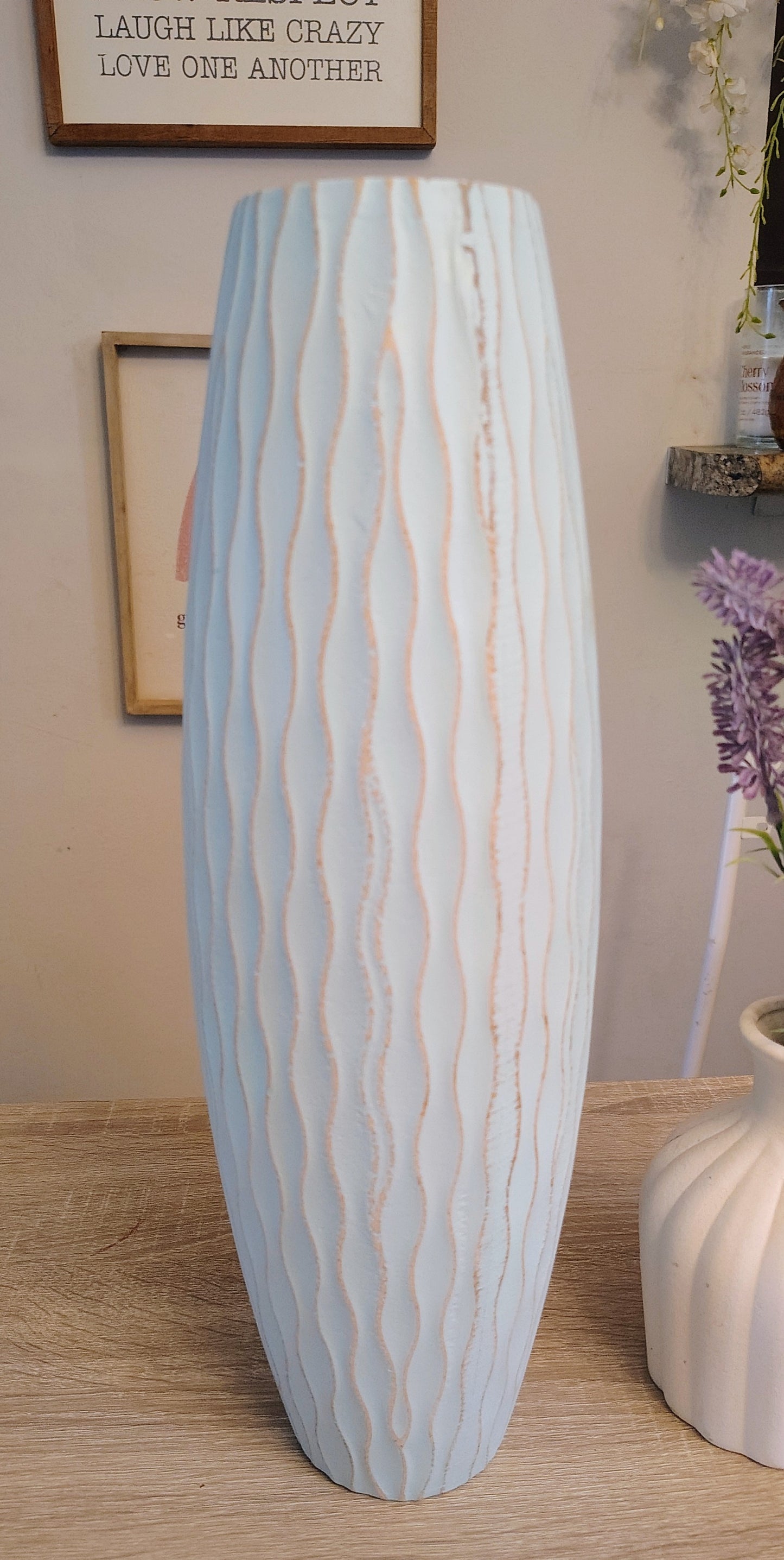 Soft Sage Green Textured Tall Vase | Modern Farmhouse & Boho Home Decor | Neutral Shelf & Entryway Accent Vase