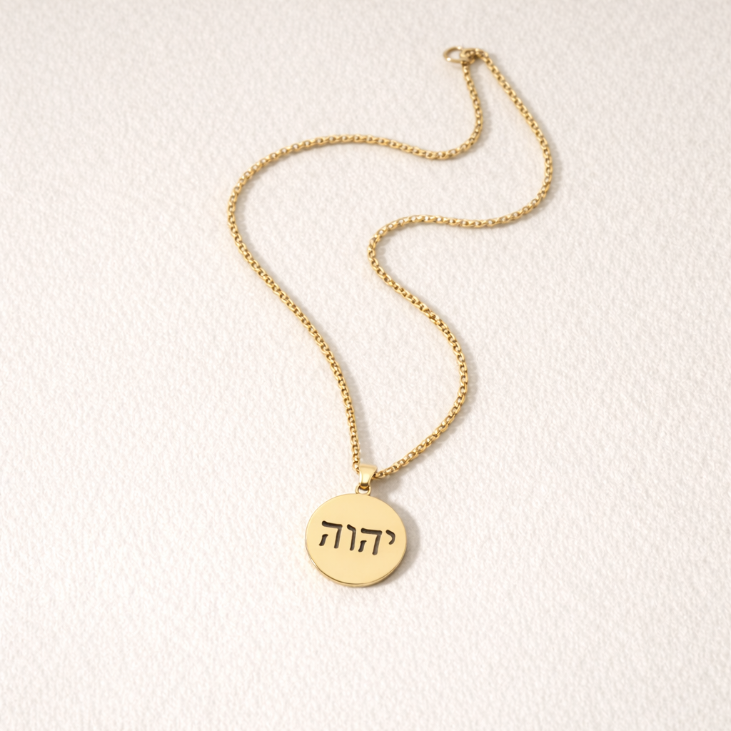 YHWH Pendant Necklace | Hebrew Faith Jewelry in Gold & Stainless Steel