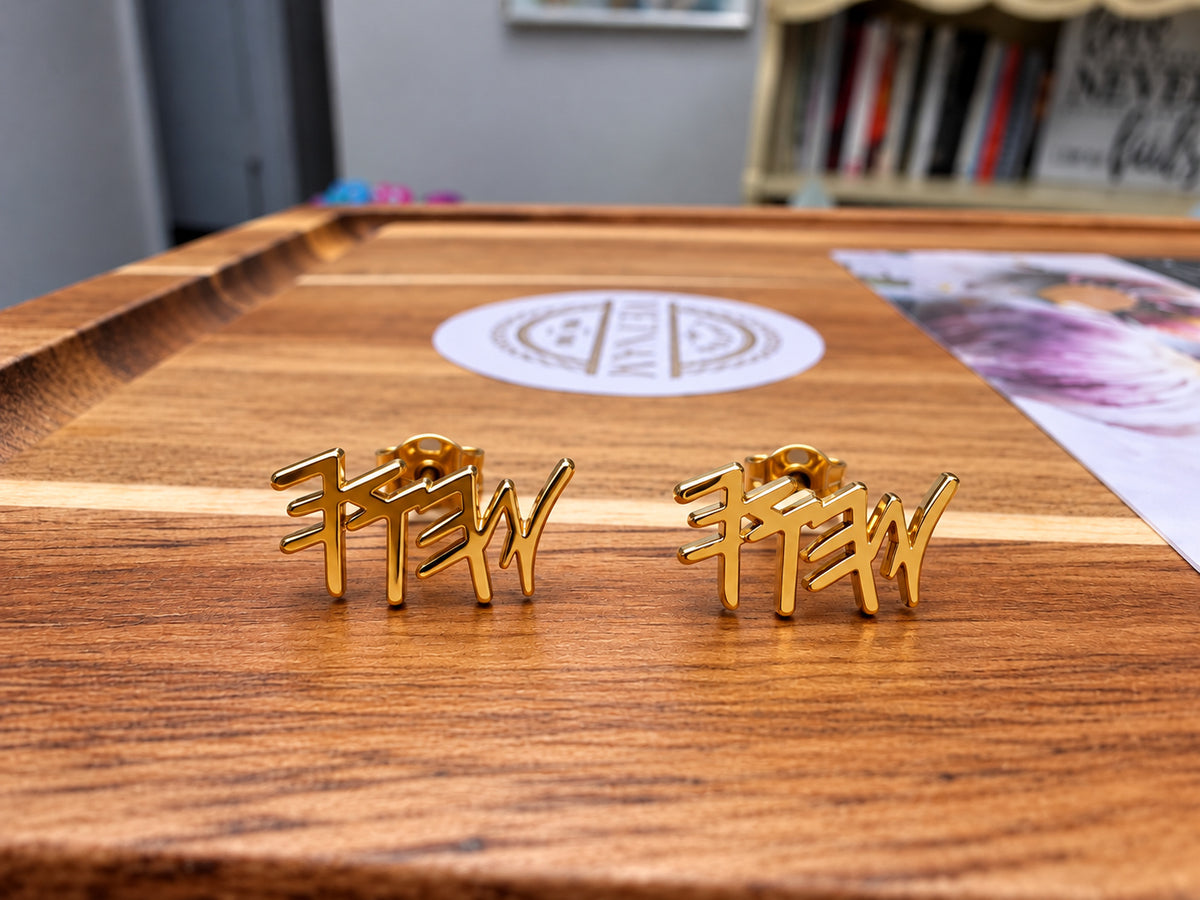 18K Gold Plated Paleo Hebrew Name Stud Earrings | Ancient Hebrew Set-Apart Jewelry